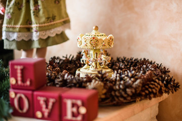 A beautiful living room decorated for Christmas.