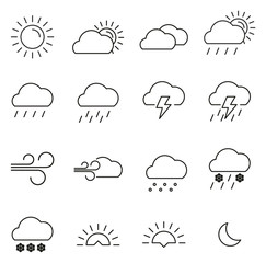 Weather Icons Thin Line Vector Illustration Set