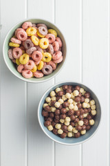 Colorful cereal rings and balls.