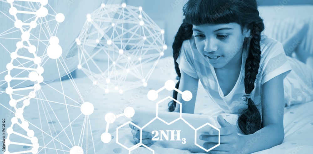 Poster composite image of composite image of molecular structure
