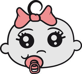 kopf gesicht girl weiblich frau mädchen schnuller hübsch schön rock krabbeln laufen klein süß niedlich windel kind baby comic cartoon