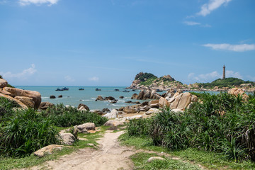 Fototapeta na wymiar View of the Ke Ga Lighthouse, Phan Thiet, Vietnam