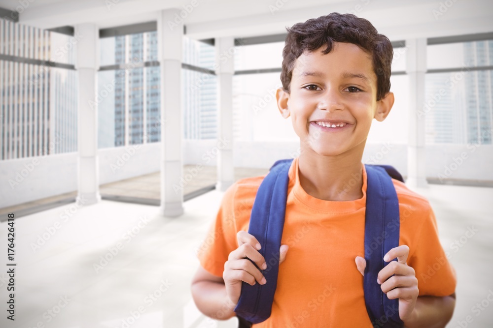 Poster Composite image of portrait of smiling boy 