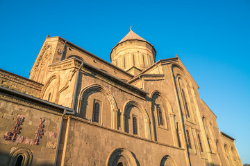 Fototapeta na wymiar Svetitskhoveli Cathedral is Georgian Orthodox cathedral located in the historical town of Mtskheta, Georgia