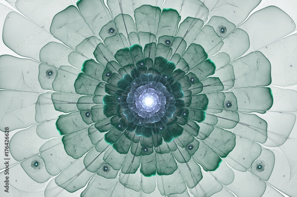 Aufkleber abstract green fractal flower computer generated image.
