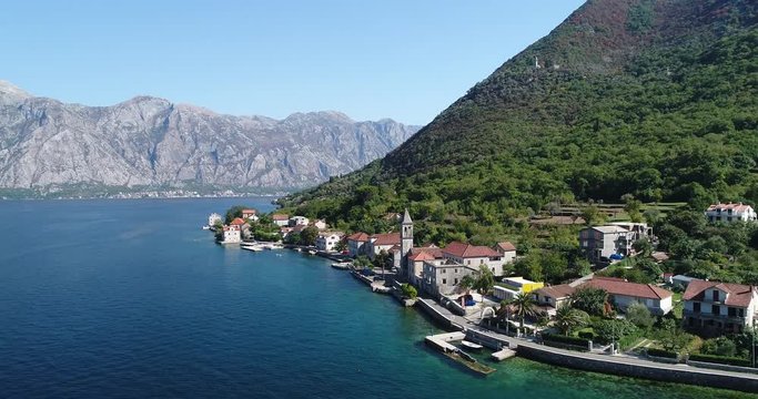 Aerial view of Stoliv, Bay Kotor, Montenegro