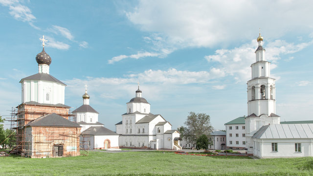 Orthodox Christian monastery view on a sunny day. AUGUST 2017. RUSSIA, RYLSK.