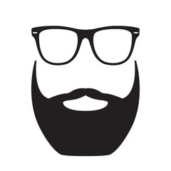 Beard with Glasses. Hipster face silhouette. Vector illustration.