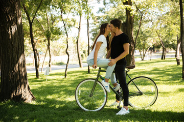 Young attractive couple kissing