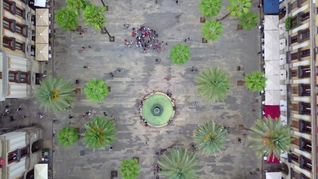 Aerial view of Pla&ccedil;a Reial - Bird eyes 