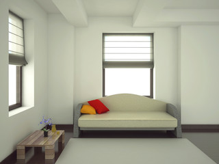 modern sofa in the room, 3d