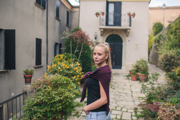 girl in brown sweater in san marino