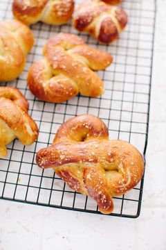 Homemade pretzels fresh out of the oven
