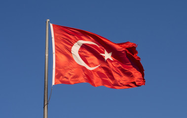 turkish flag and blue sky