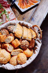 Bread in basket on the banquet table