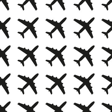Plane pattern. Seamless airplane texture. Vector illustration.
