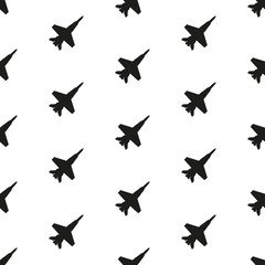Plane pattern. Seamless Jet fighter background. Vector illustration.