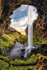 Foto auf Glas Wasserfall in Island © Thomas Schnitzler