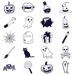 Vector set of Halloween icons