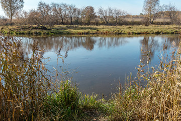 a small river in autumn