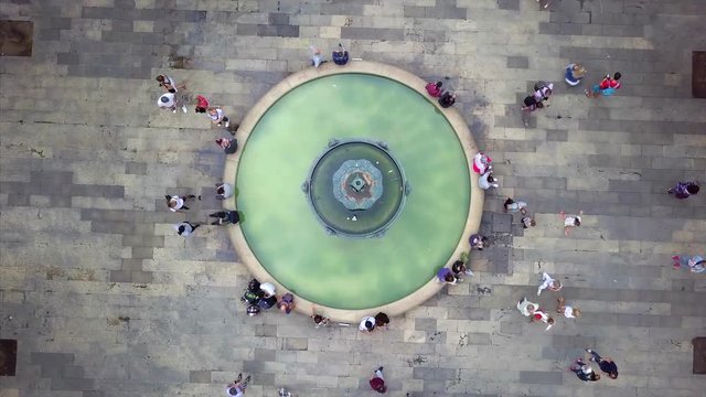 Aerial view of Pla&ccedil;a Reial - Bird eyes