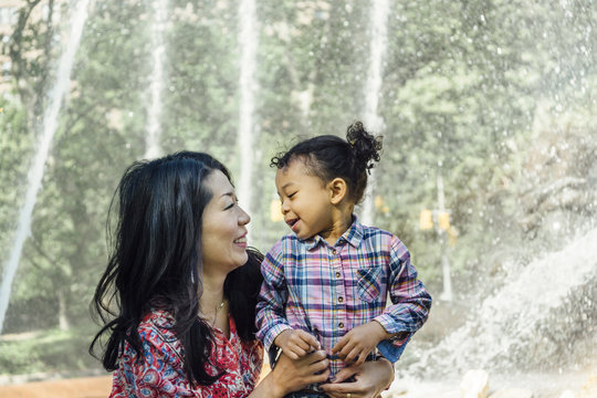 Diverse Family: Mother And Daughter Looking At Each Other