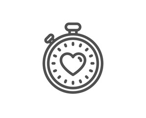 Heart in Timer line icon. Love symbol.