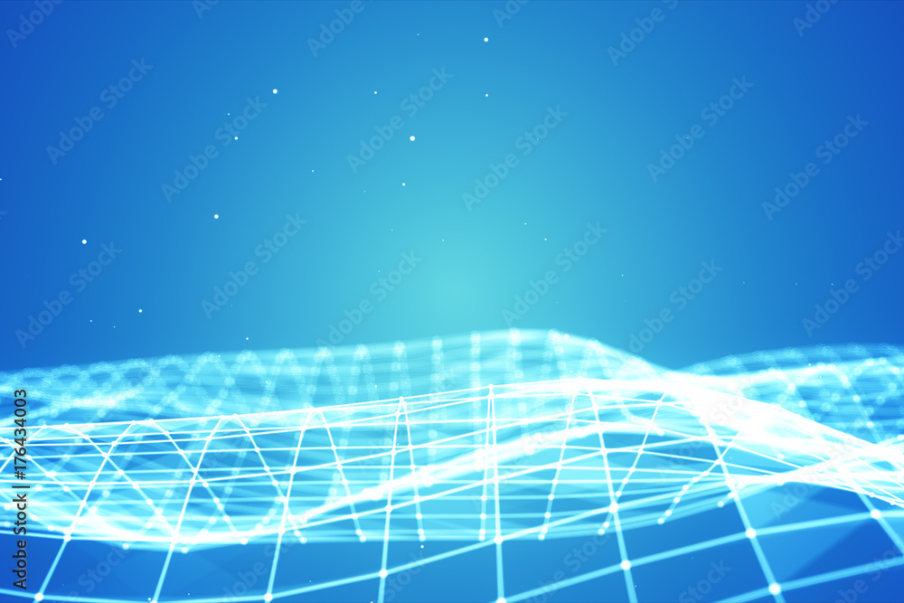 Aufkleber abstract polygonal space low poly dark background with connecting dots and lines. connection structu