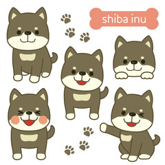 柴犬　イラスト　黒