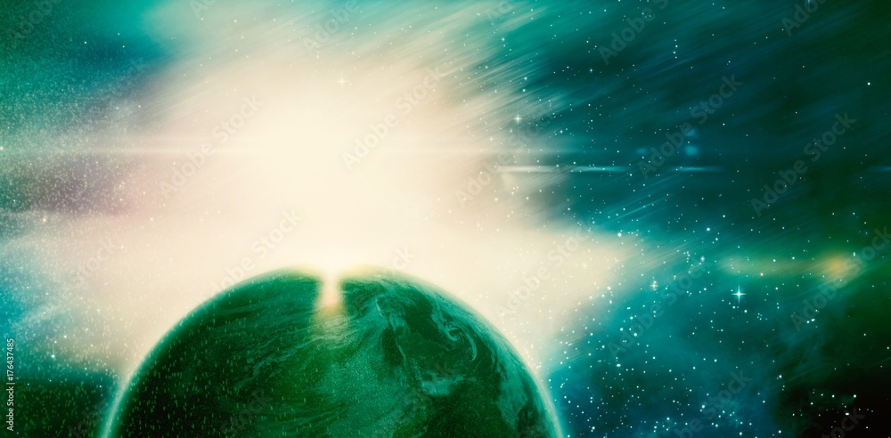 Poster composite image of composite image of globe