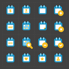 Vector Colorful Calendar Icons on dark