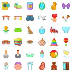 Family icons set, cartoon style