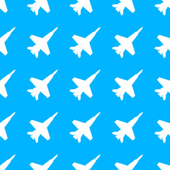 Plane pattern. Seamless airplane texture. Planes in the sky. Vector illustration.