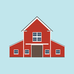 Barn icon. Vector illustration of red farm house.