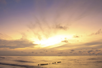 Beautiful sunset over the sea on a long exposure