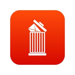 Envelope in trash bin icon digital red