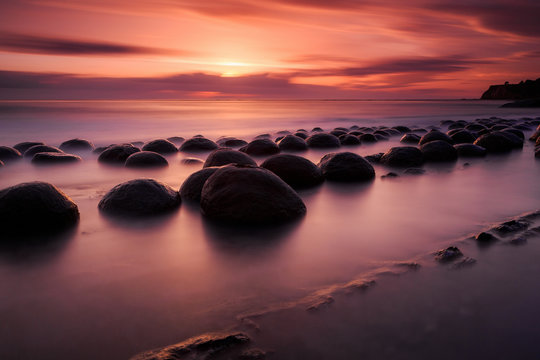 Red Sunset on California Coast