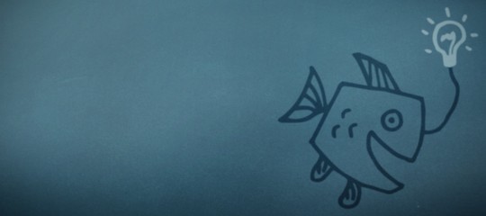 Composite image of fish and light bulb on white background