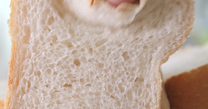 Pushing down of white bread