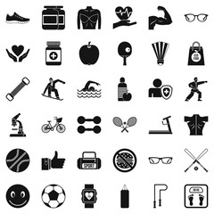 Gymnastics icons set, simple style