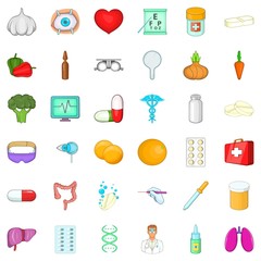 Medicine icons set, cartoon style