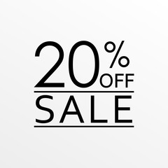 20% off. Sale and discount price icon. Sales tag design template. Vector illustration.