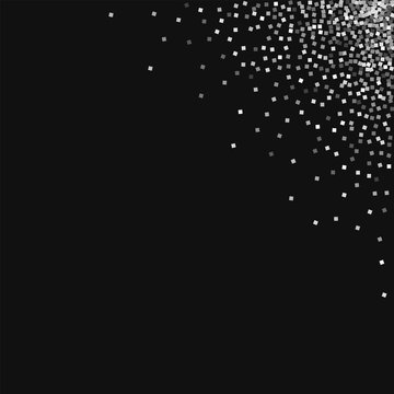 Silver Glitter. Top Right Corner Gradient With Silver Glitter On Black Background. Fine Vector Illustration.