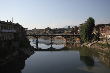 Old bridge in Srinagar, Kashmir province, India