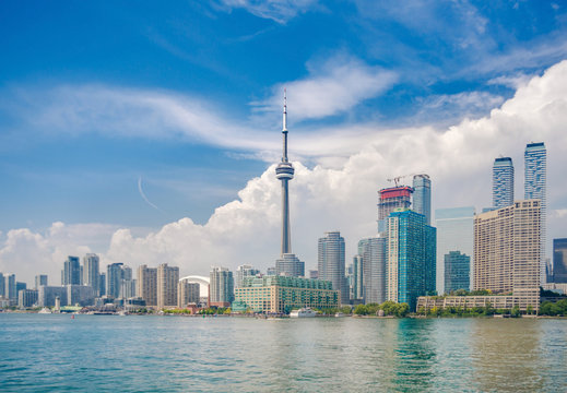 Toronto skyline over lake Ontario. Urban architecture - Canada