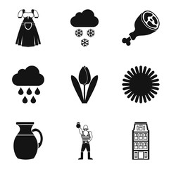Beer party icons set, simple style