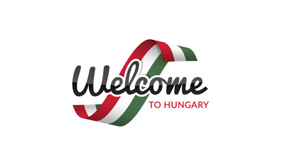 Welcome to Hungary flag sign logo icon