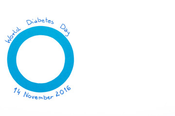 Symbol of world diabetes day, copy space for text on white