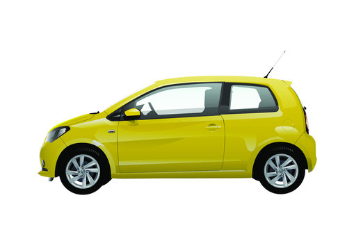 Small yellow city car vector illustration