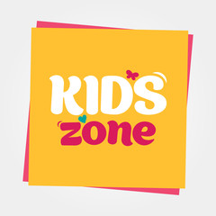Kids Zone banner design. Children Playground. Colorful logos. Vector illustration.